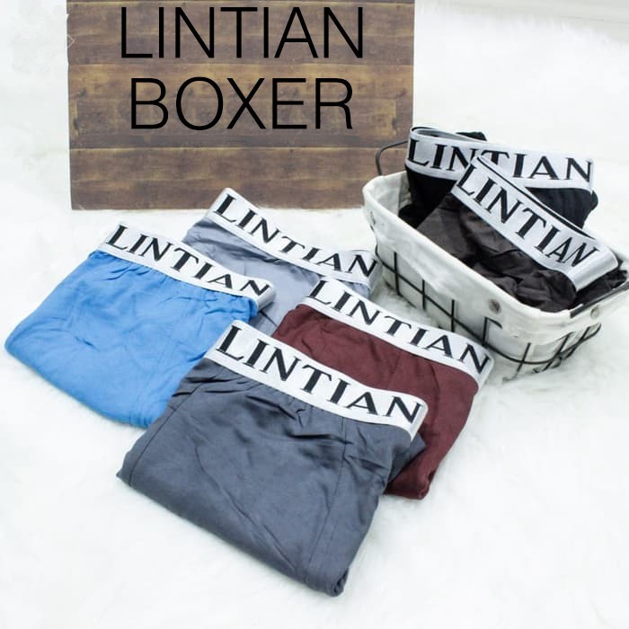 3 Pcs Celana Dalam Segi Empat Lintian - Boxer Pria Dewasa - Mix Random 3 Warna