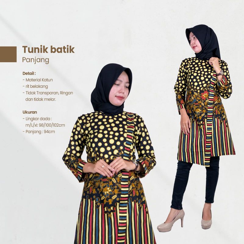 Tunik Batik Polka Salur Size M,L ,XL