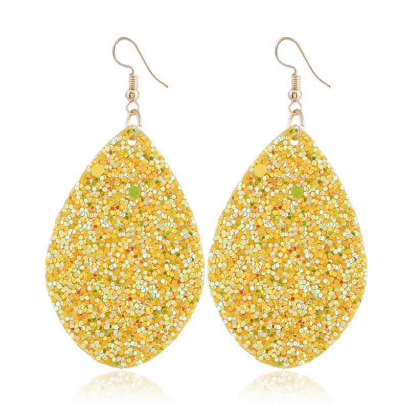 SIY  1 Pair Dangle Earrings Women Lady Sequins Floral Print Jewelry Faux Leather Pendant Elegant Unique Wedding Gifts Girls Oval Fashion