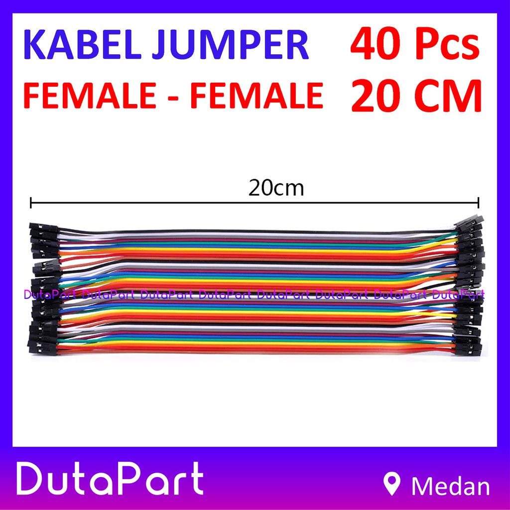 40Pcs Kabel Jumper 20cm FEMALE to FEMALE Dupont Cable Wire Pelangi