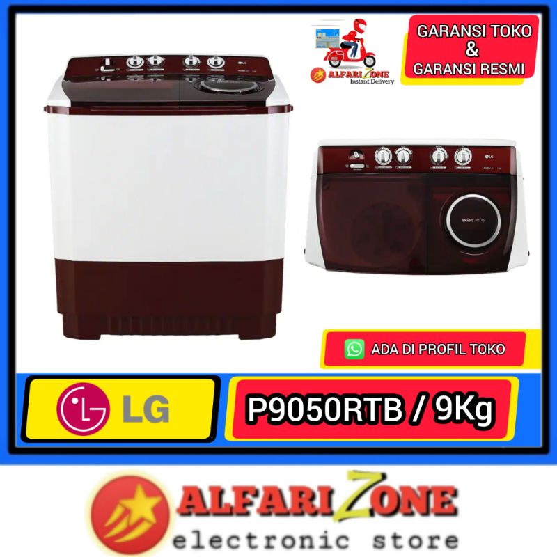 LG P9050RTB Mesin cuci LG 2 tabung 9kg P9050 LG Twin tub 9kg P9050R