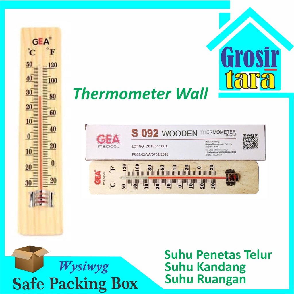 Thermometer Wall Kayu GEA Termometer Dinding suhu ruangan Onemed Penetas Telur Kandang Ayam