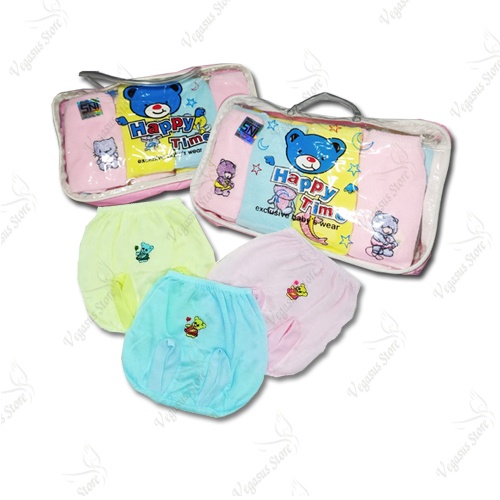 12Pcs Paket Kado Celana Bayi Pop Tas Murah - Happy Time - Celana Kaca Mata Polos-Vegasus Store (COD)