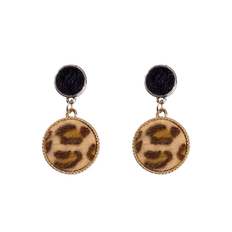 SIY  Women Leopard Print Geometric Round Square Drop Earrings Bamboo Maxi Jewelry