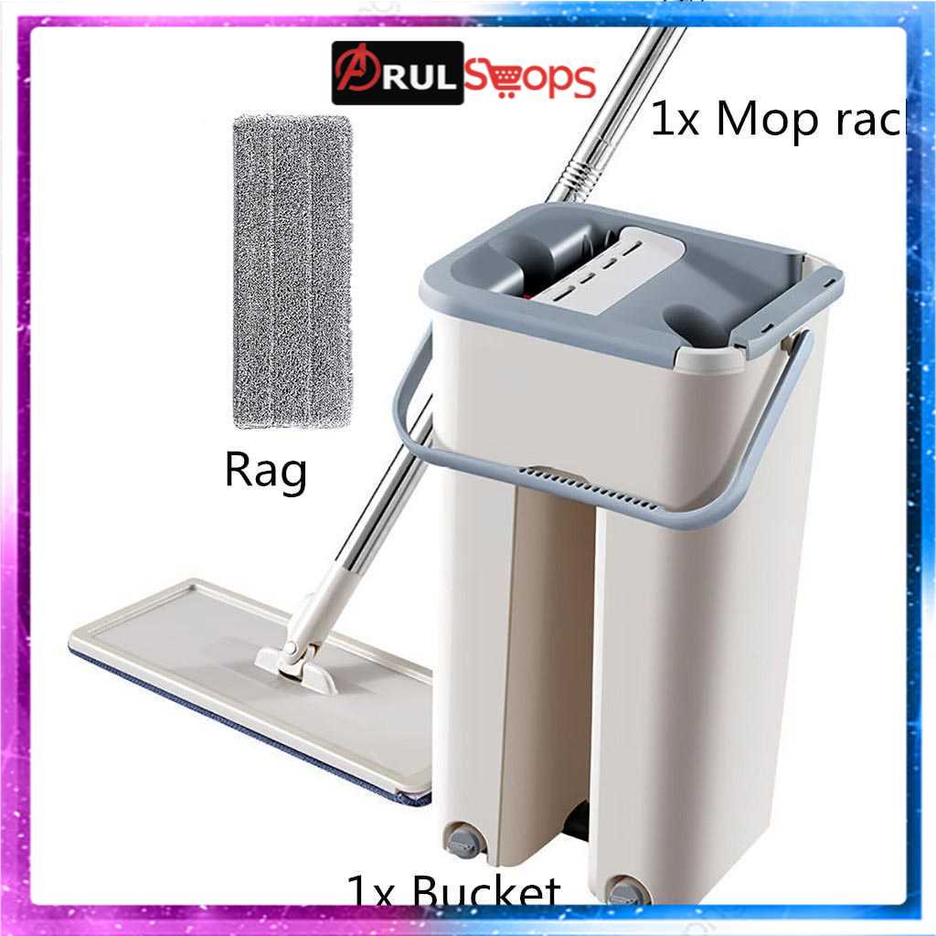 ARS - ISHOWTIENDA Alat Pel Set Magic Mop Flat Microfiber with Bucket - FMI60