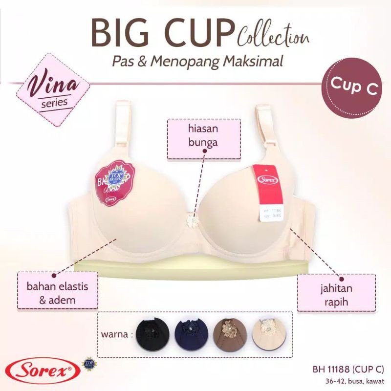 SOREX Bra BIG CUP 11188 Busa Berkawat Kait 3 CUP C