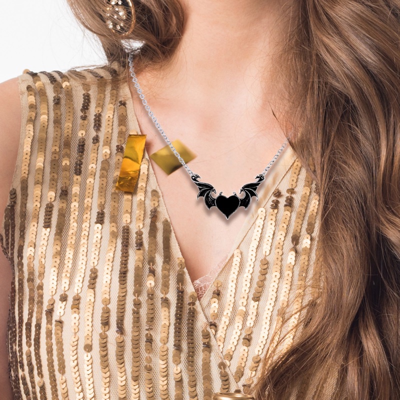 Kalung Liontin Bentuk Sayap Kelelawar Gaya Korea Retro Gothic Punk