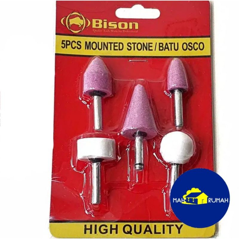 Batu Mata Gerinda Set Bor Tuner OSCO Asah Poles Mini 6mm - BISON 5PCS SET