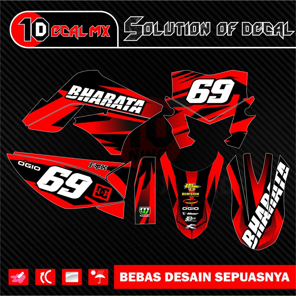decal klx 150 lama red simple