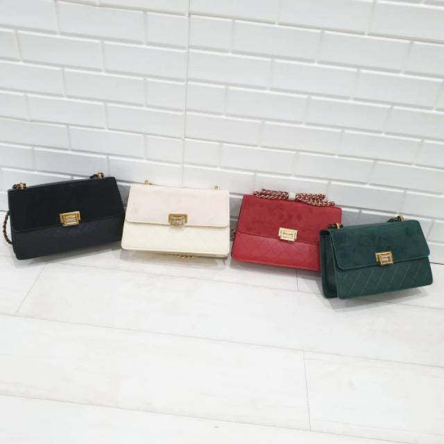 CK414 suede Quilted shoulder bag