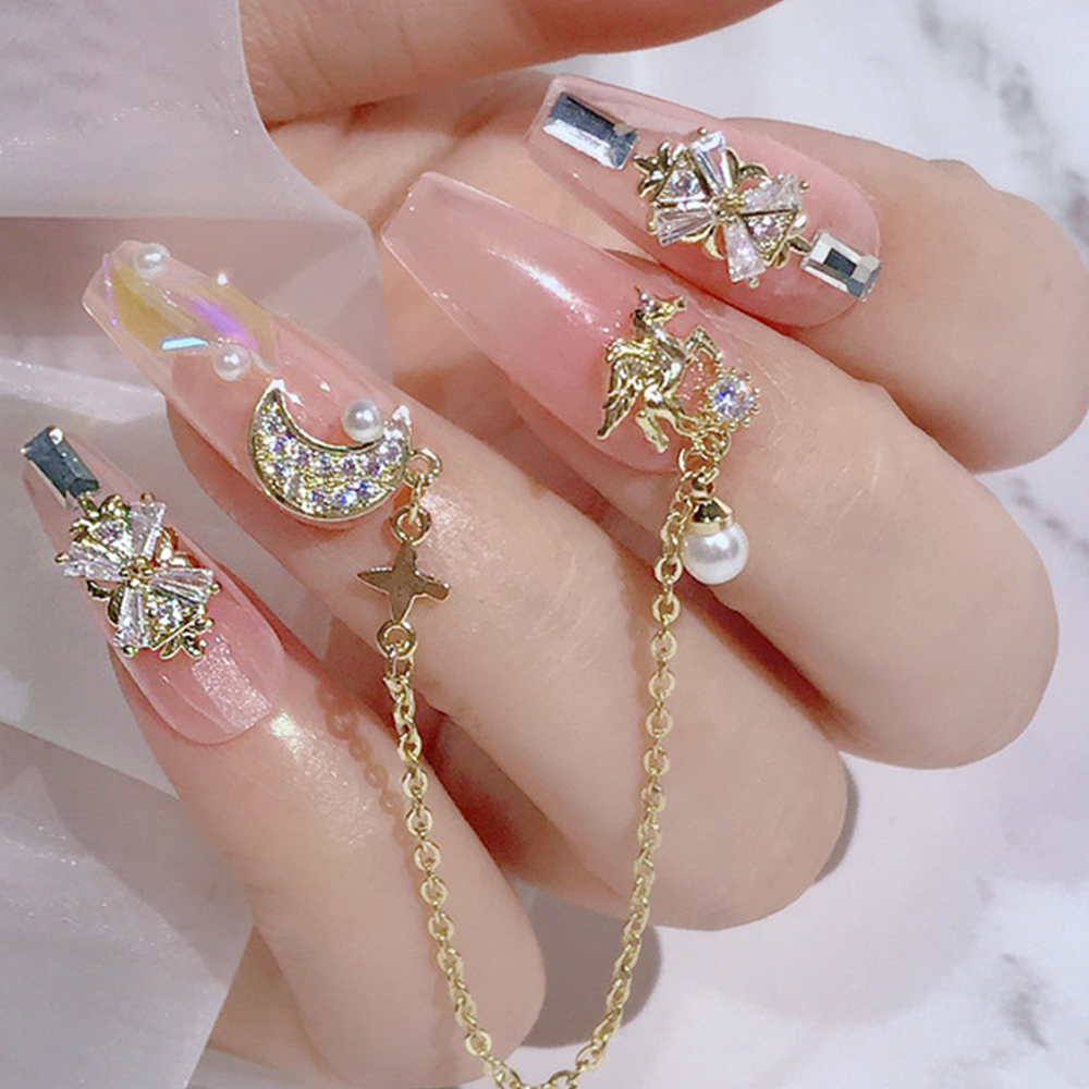 CHARMS Mxbeauty Liontin Rantai Kristal Berlian Imitasi Bentuk Beruang Opal 3d Untuk Dekorasi Nail Art