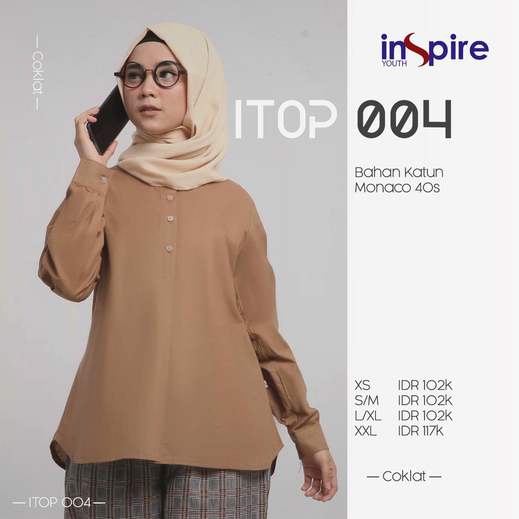 INSPIRE TOP ITOP 04 KATUN POLOS FASHION MUSLIMAH BLOUSE ATASAN REMAJA BAJU KULIAH SERAGAM