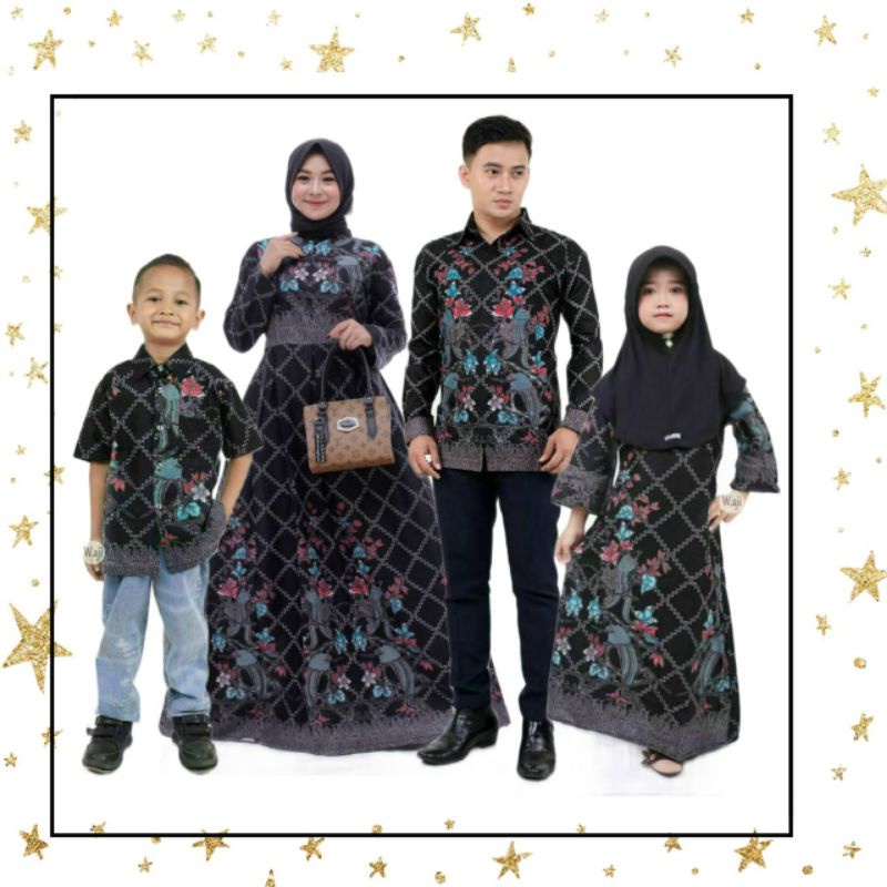 Baju Pasangan Muslimah Couple Batik Family Keluarga Kekinian Modern