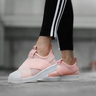 adidas superstar slip on peach