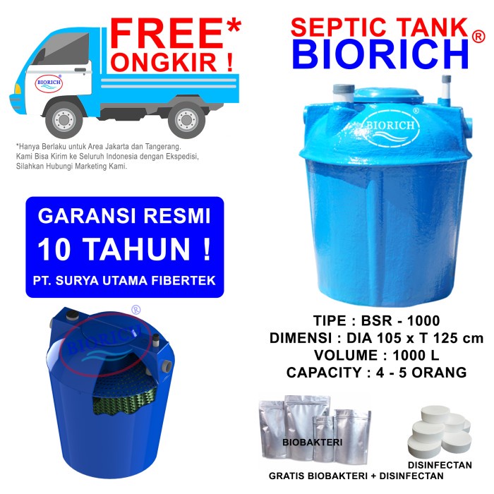 Septic Tank Bio, Biotech, Biofil, Tangki Septik Biotank 1000 Liter