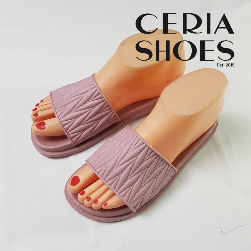 Sandal Slop Wanita Karet Balance Motif Ulir Kokop Import Bahan Lentur Elastis Empuk 206