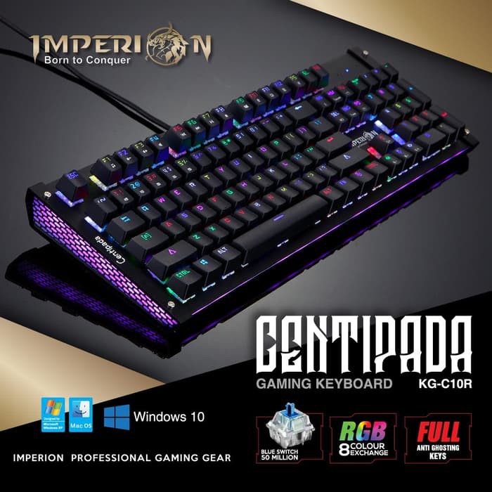 Keyboard Gaming Imperion Centipada KG-C10R Mechanical RGB - Hitam