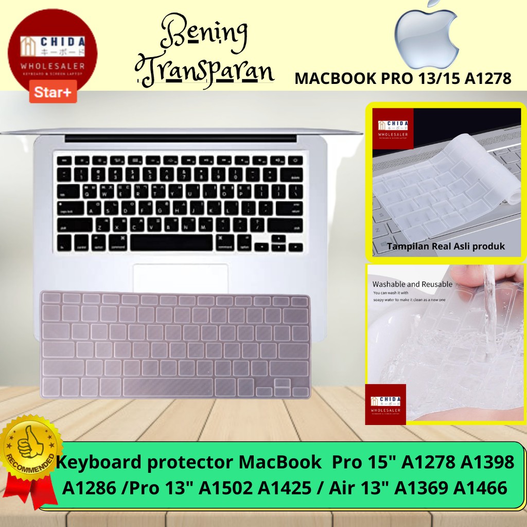 Keyboard Protector pelindung keyboard Macbook Pro 13.3 / 15  A1278 A1425 A1502 transparan