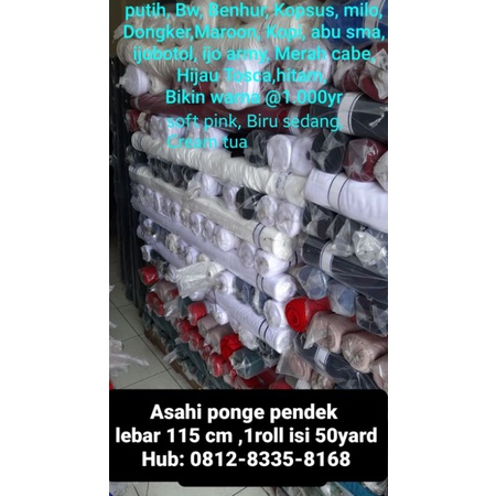 1roll=50Yards. Grosir roll an Asahi Pendek. Pongee Pendek, Furing Saku, Lapis tas dompet topi, Togaw