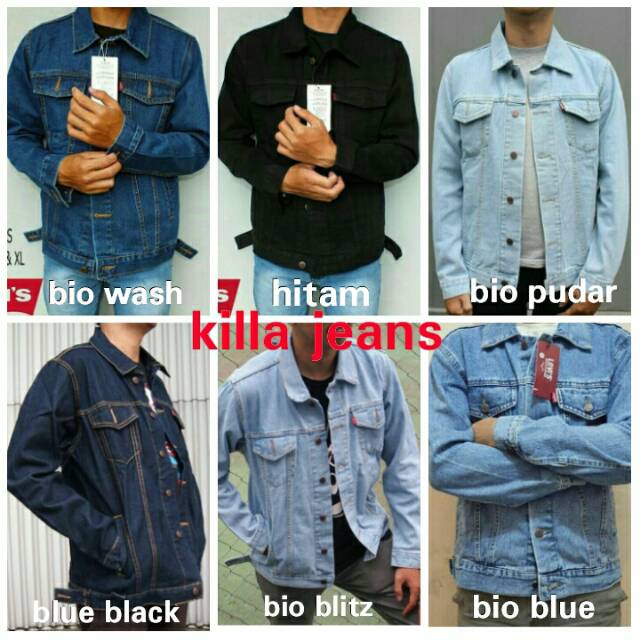 Jaket Jeans Oversize Bio Blitz Bio Wash Blue Black Hitam Bio Blue Bio Pudar