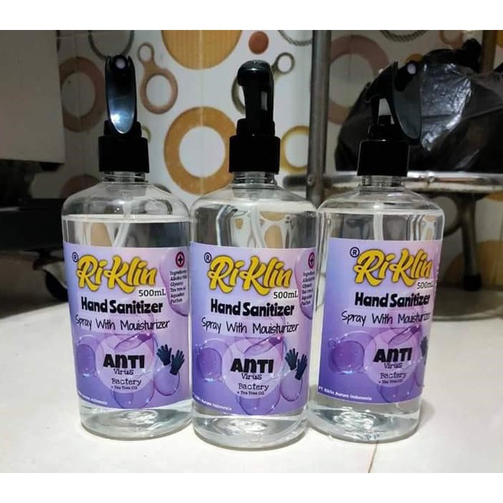 [PROMO SPESIAL] HAND SANITIZER ANTISEPTIK RI KLIN 500ML SPRAY with MOISTURIZER ANTI VIRUS ORIGINAL