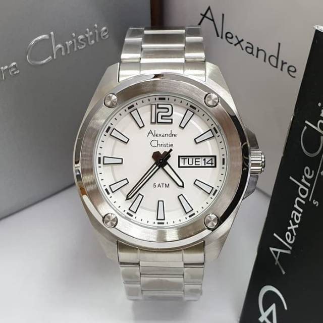 JAM TANGAN PRIA ALEXANDRE CHRISTIE AC 8609 SILVER WHITE ORIGINAL