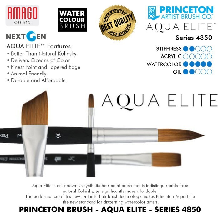 KUAS - PRINCETON AQUA ELITE WATERCOLOUR BRUSH - 4 PCS ROUND TRAVEL SET