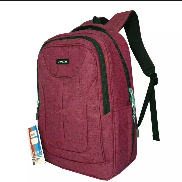 Carboni tas sekolah tas ransel laptop pria dan wanita tas punggung original - red + free rain cover