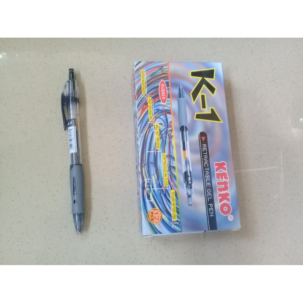 

Pulpen Gel 0.5mm Hitam Retractable Gel Pen 1 pcs - Kenko K-1