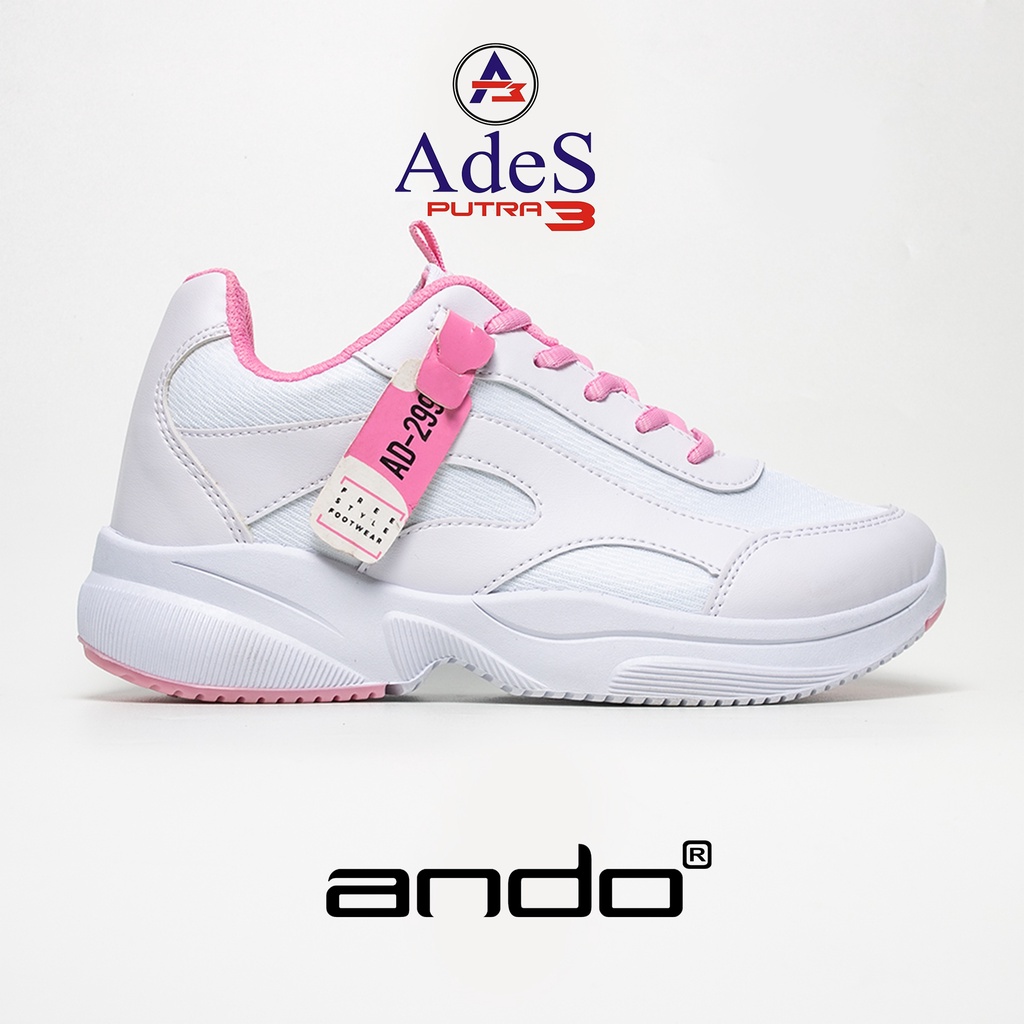 Sepatu Sneakers Dewasa Ando Xellia - Putih/Merah Muda