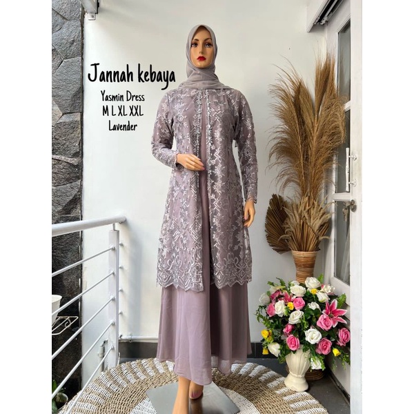 YASMIN DRESS//BAHAN TILLE BORDIR KOMBINASI CERUTY//By Jannah Kebaya