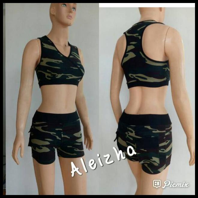 Baju Senam Set Army Hotpant