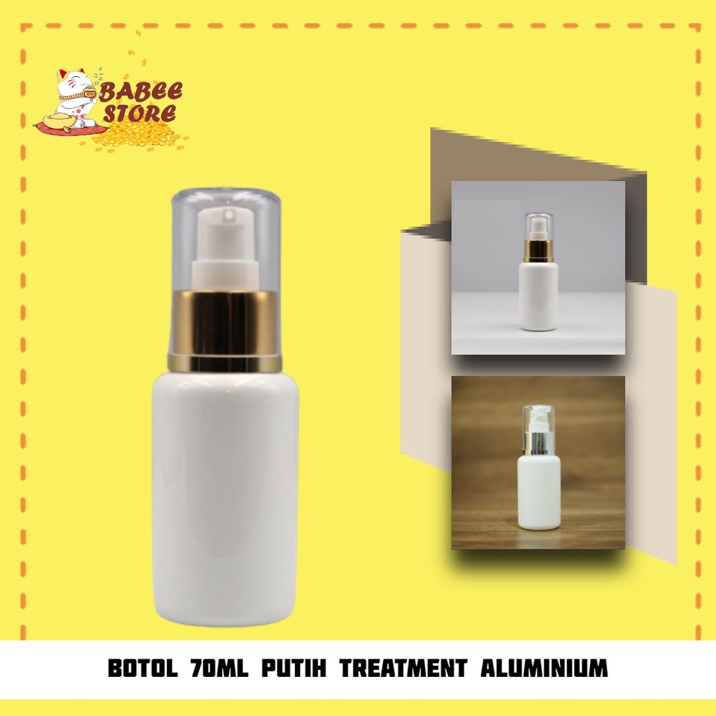 BOTOL PLASTIK 70ML TUBULAR PUMP TREATMENT GOLD SILVER / BOTOL KOSMETIK 70 ML PUTIH SILVER GOLD