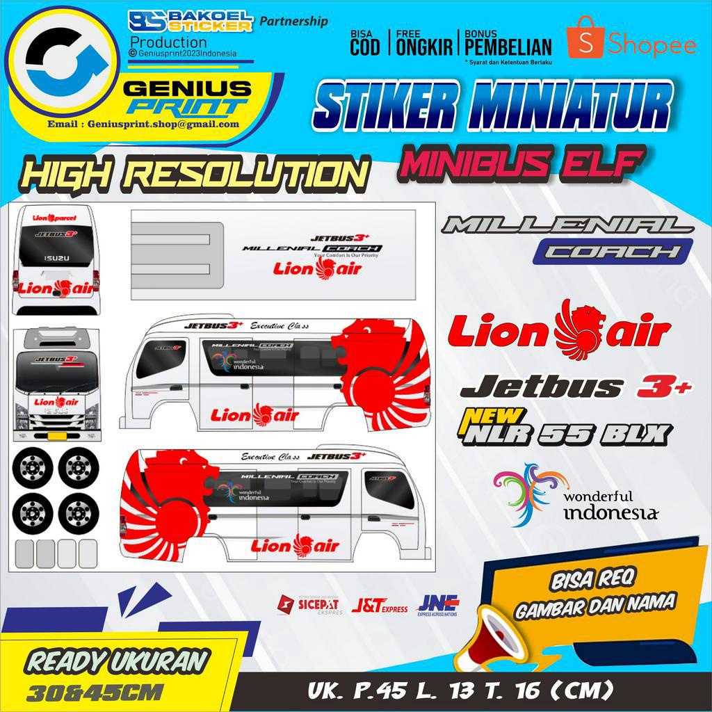 STIKER MINIATUR MINIBUS ELF MOTIF Lion air | Sriwijaya Air | NAM Air | Garuda Indonesia | Citilink |