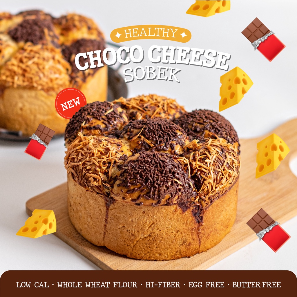 

NUDE BAKE Choco Cheese Sobek EGG FREE & Vegan Option, Healthy, Roti - Vegan Cheese