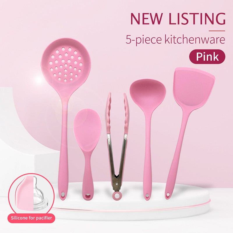 Perfin PFKCW02 spatula silikon dapur 5PCS-pink