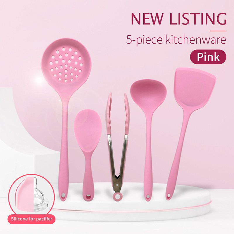 BLINGO x Perfin PFKCW02 spatula silikon dapur 5PCS-pink