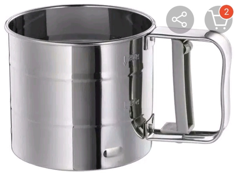 (2fire) Cangkir Ayakan Tepung/icing/gula Bahan Stainless Steel
