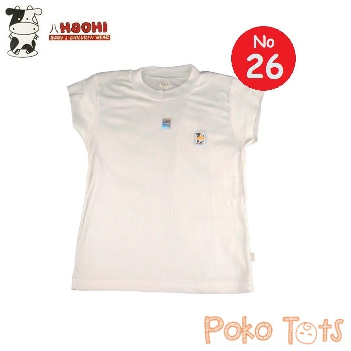 Hachi Kaos Oblong Putih Ukuran 26 Tangan Pendek Bayi dan Anak Polos