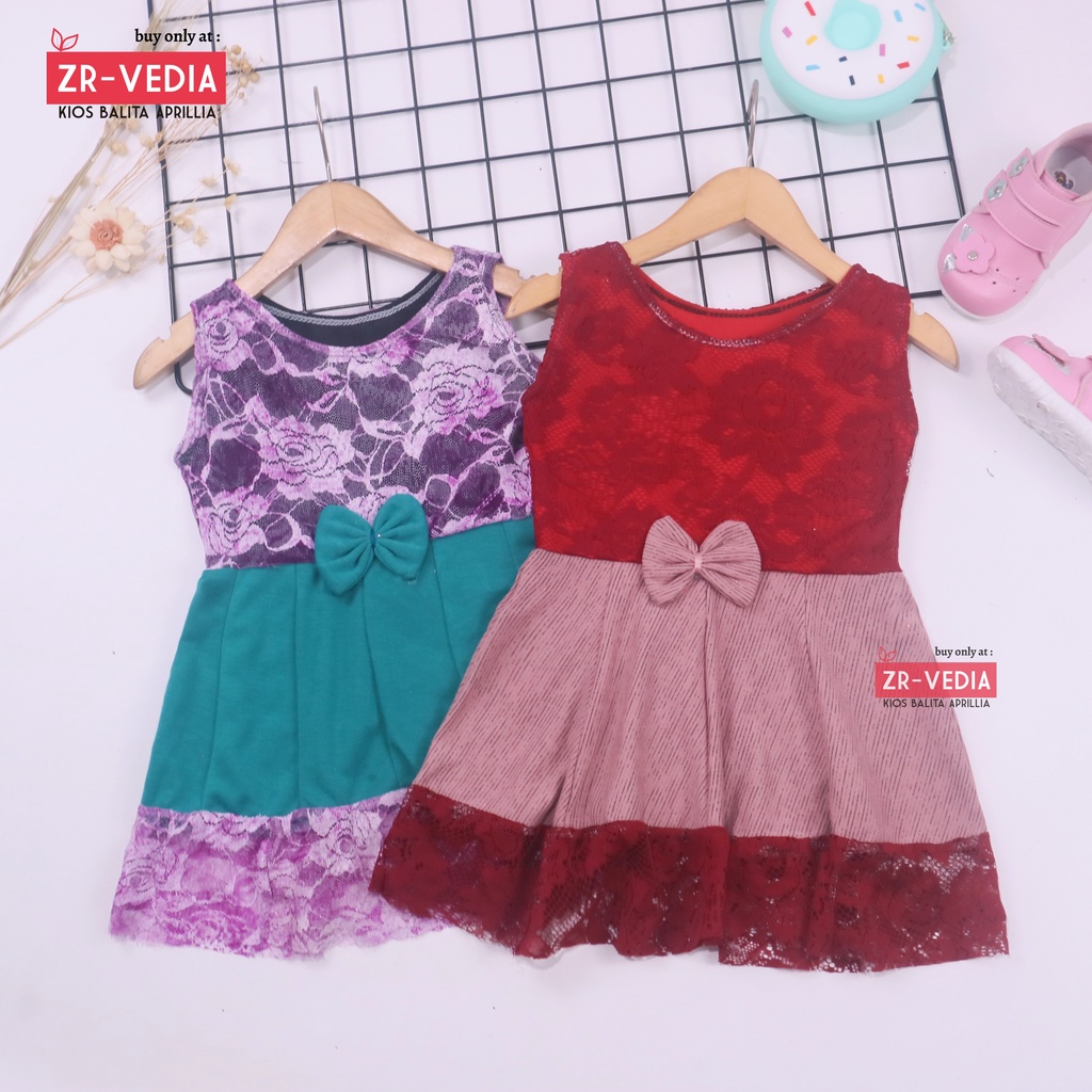 Dress Zulfa uk Bayi 6-18 Bulan / Dres Brokat Anak Perempuan Baju Brukat Balita Cewek Pakaian Import