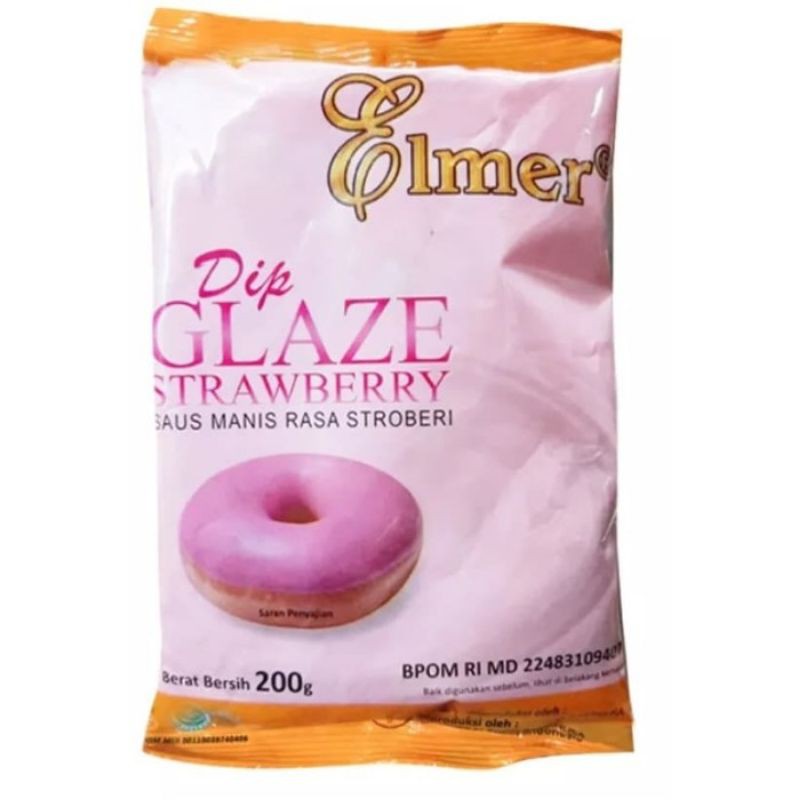 

elmer dip glaze strawberry kemasan 200gr