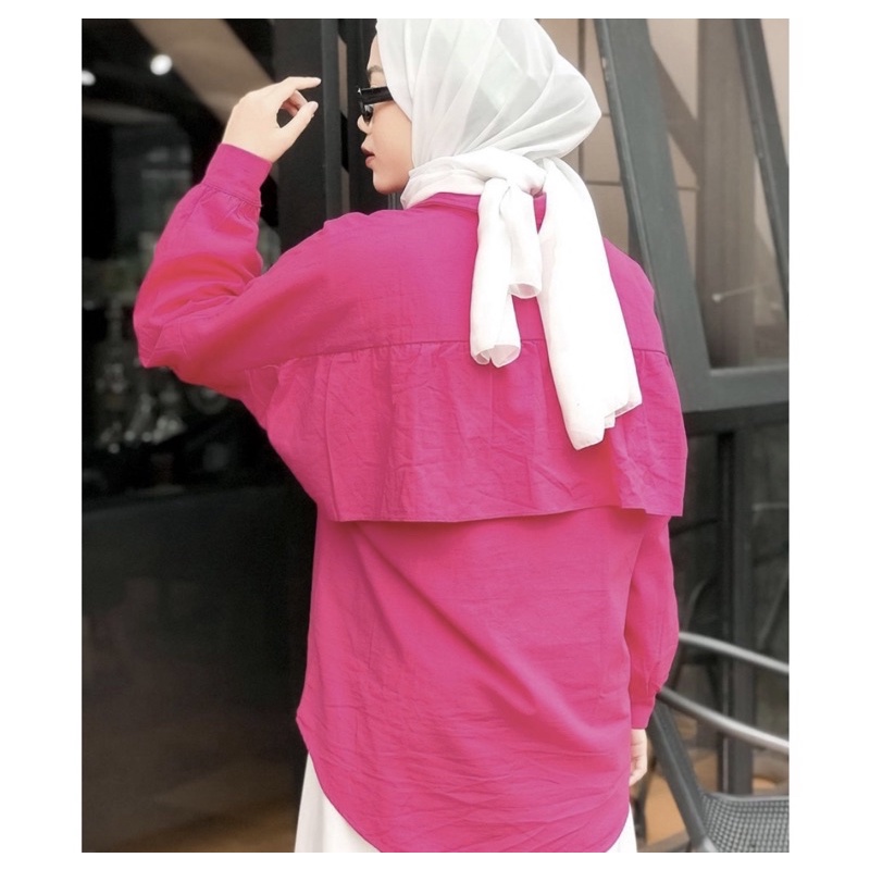 KEMEJA TUNIK TINY RUFFLE TOP SUPER JUMBO BAHAN SHAKILA