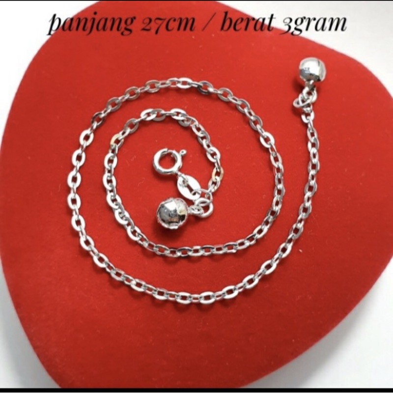 Gelang kaki nori polos gelang kaki wanita perak 925 lapis emas putih