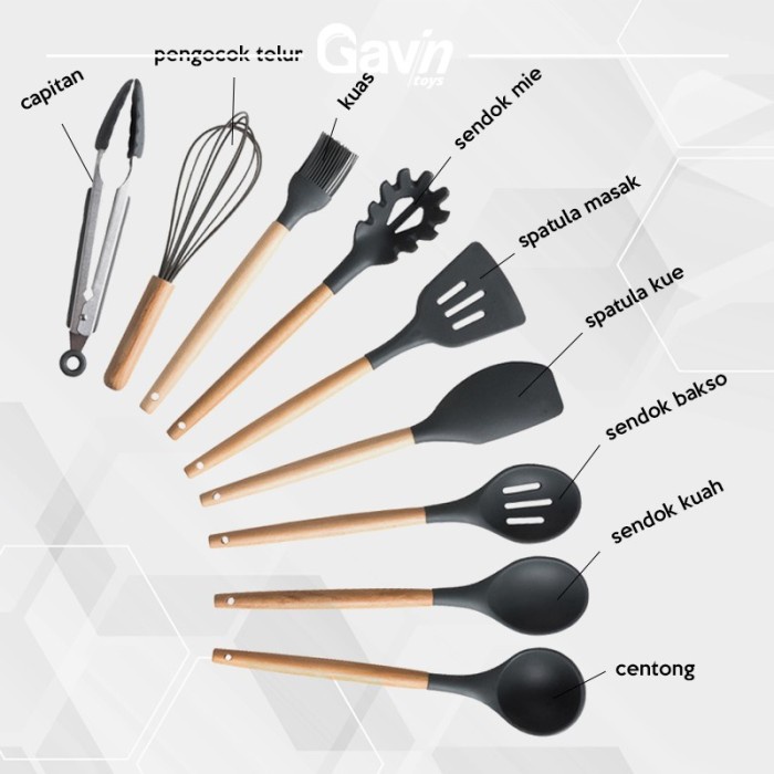 REAL Spatula Silikon 9 Set Alat Masak sendok Cooking Kitchen tools Sutil