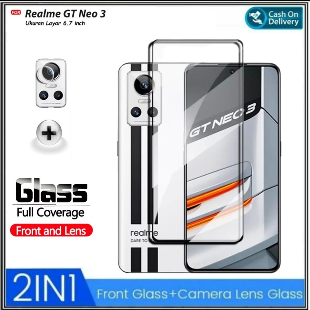 PAKET 2IN1 Tempered Glass Realme GT NEO 3 Free Anti Gores Camera DI ROMAN ACC