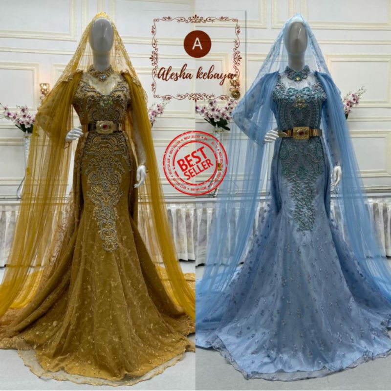 Gaun pengantin duyung/gaun pengantin full mutiara