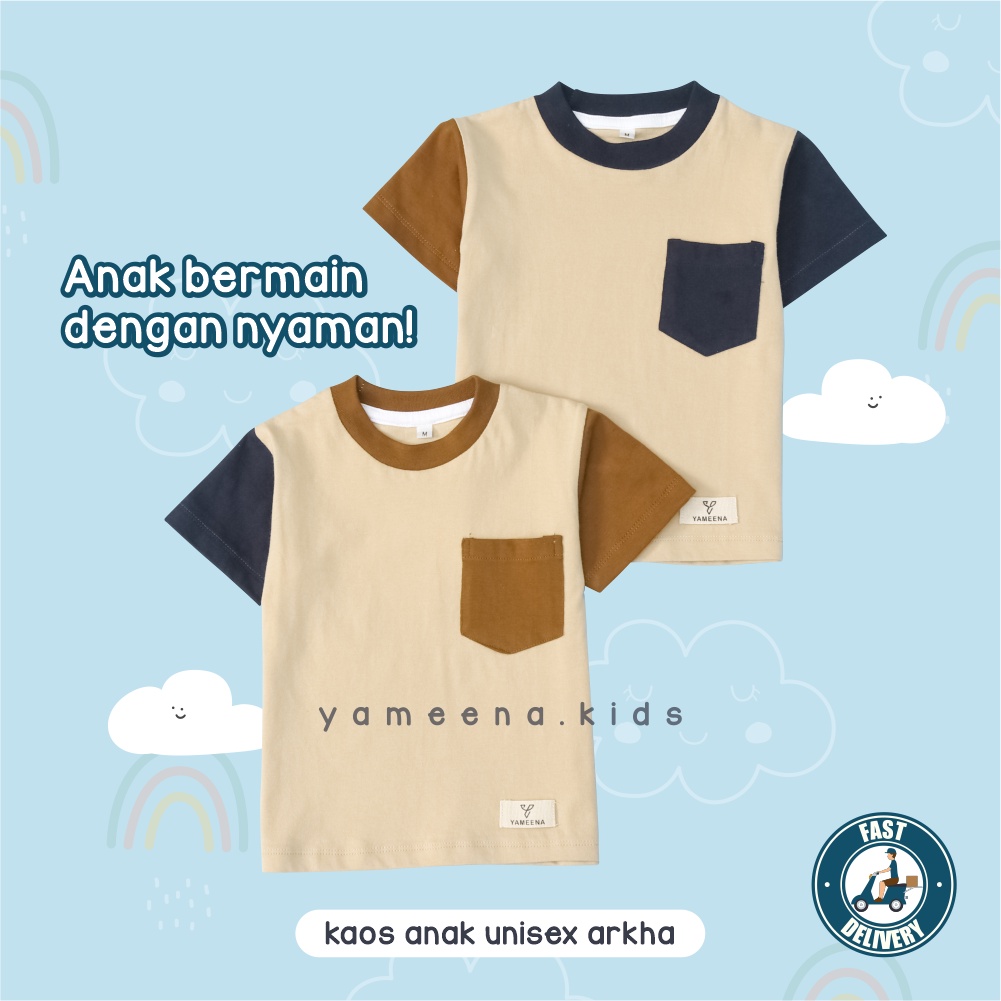 Yameena Kids Baju Kaos Anak Unisex Arkha Saku Anak Laki Laki Dan Perempuan Untuk Usia 6 Bulan-4 Tahun By Yameenakids