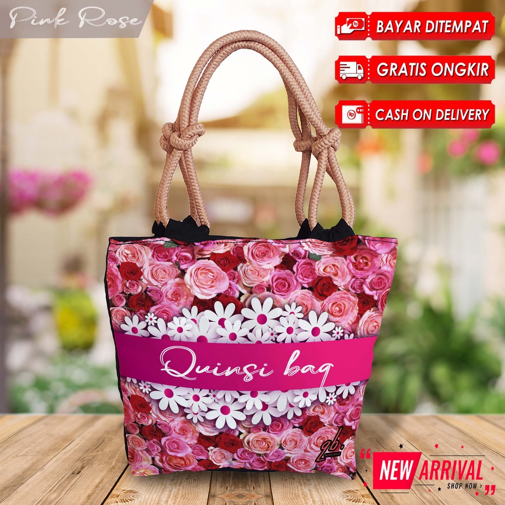 [ New Arrival]  Totebag Tote Bag Tali Sumbu Tas Wanita Batik Printing Motif Etnik Ethnic Tribal Tropical Floral Bunga Daun