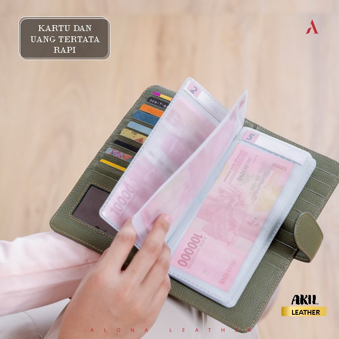 Dompet Panjang Kulit Wanita Organizer Branded Alona Planner Leather Wallet Bahan 100% Kulit Sapi Asli Original Premium