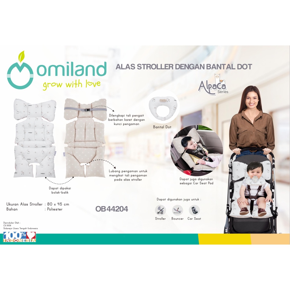 Omiland Alas Stroller / Bouncer / Car Seat + Bantal Dot Bahan Lembut Motif Alpaca Series - OB 44201